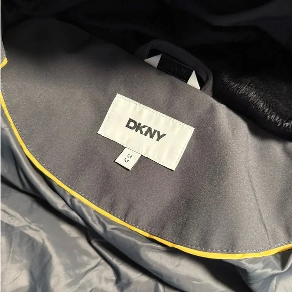 DKNY Women's Gray Puffer Jacket/Coat, Long - Picture 3 of 5